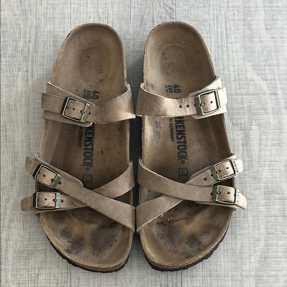 Birkenstock Taupe Triple-Strap Sandals